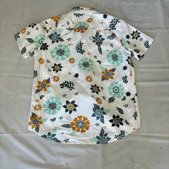 Quiksilver Men’s White Blue Floral Button Shirt US XL Modern Fit 100% Cotton - Picture 9 of 12